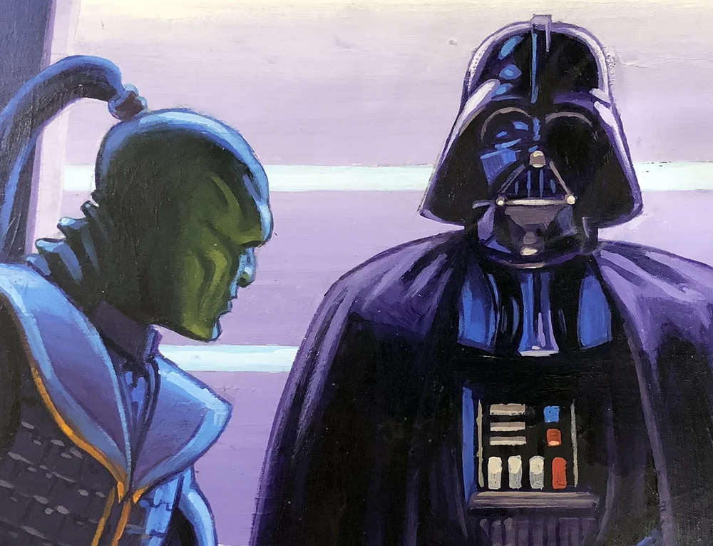 XIZOR GREETS VADER by GREG & TIM HILDEBRANDT — GALACTIC GALLERY