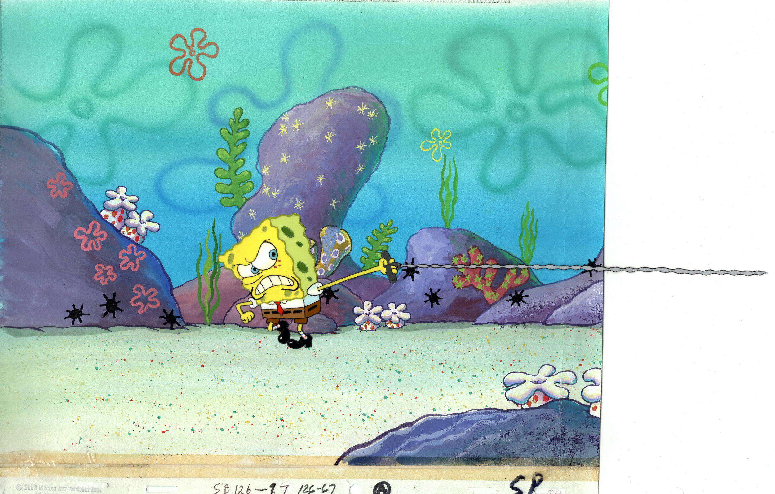 Original SpongeBob Sad Face Cel Background Production