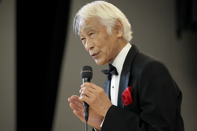 Tori Saito, a former Portola Middle School student 1951-52, performs during the Korematsu Middle School dedication and Fred T. Korematsu Day celebration at the school in El Cerrito, Calif., on Saturday, Jan. 30, 2016. The formerly named Portola Middle School was renamed in 2014 after the civil rights activist and is nearing the completion of a complete campus reconstruction/conversion project. Korematsu, in 1942 at the age of 23, refused to be placed in the government's Japanese American internment camps of World War II. He was arrested and convicted for defying the order. After a failed Supreme Court appeal in 1944, a federal court in San Francisco overturned his conviction on November 10, 1983. Korematsu was awarded The Presidential Medal of Freedom by President Bill Clinton in 1998. (Anda Chu/Bay Area News Group) ( ANDA CHU )