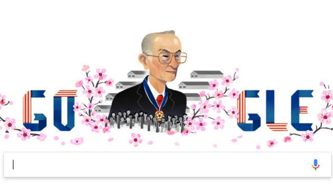 In the picture, the Fred Korematsu of Oakland wearing his Presidential Medal of Freedom given to him by then President Bill Clinton with a scene of the internment camps to his back. He's surrounded by cherry blossoms and flowers that have come to be symbols of peace and friendship between the United States and Japan. Jan. 30, 2017