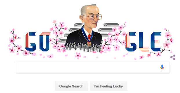 Fred Korematsu Photo: Colorlines screenshot of Google's Doodle, taken January 30, 2017
