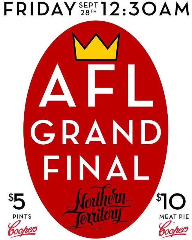 We will be showing the AFL Grand Final This Friday evening @ 12:30am | First come, first served! $5 Coopers Drafts and $10 Coopers &amp; Pie Specials  #🏈