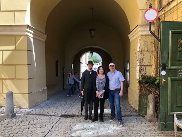 Me, my new relative Mitchell and a random dude who seemingly time-traveled into our photo.