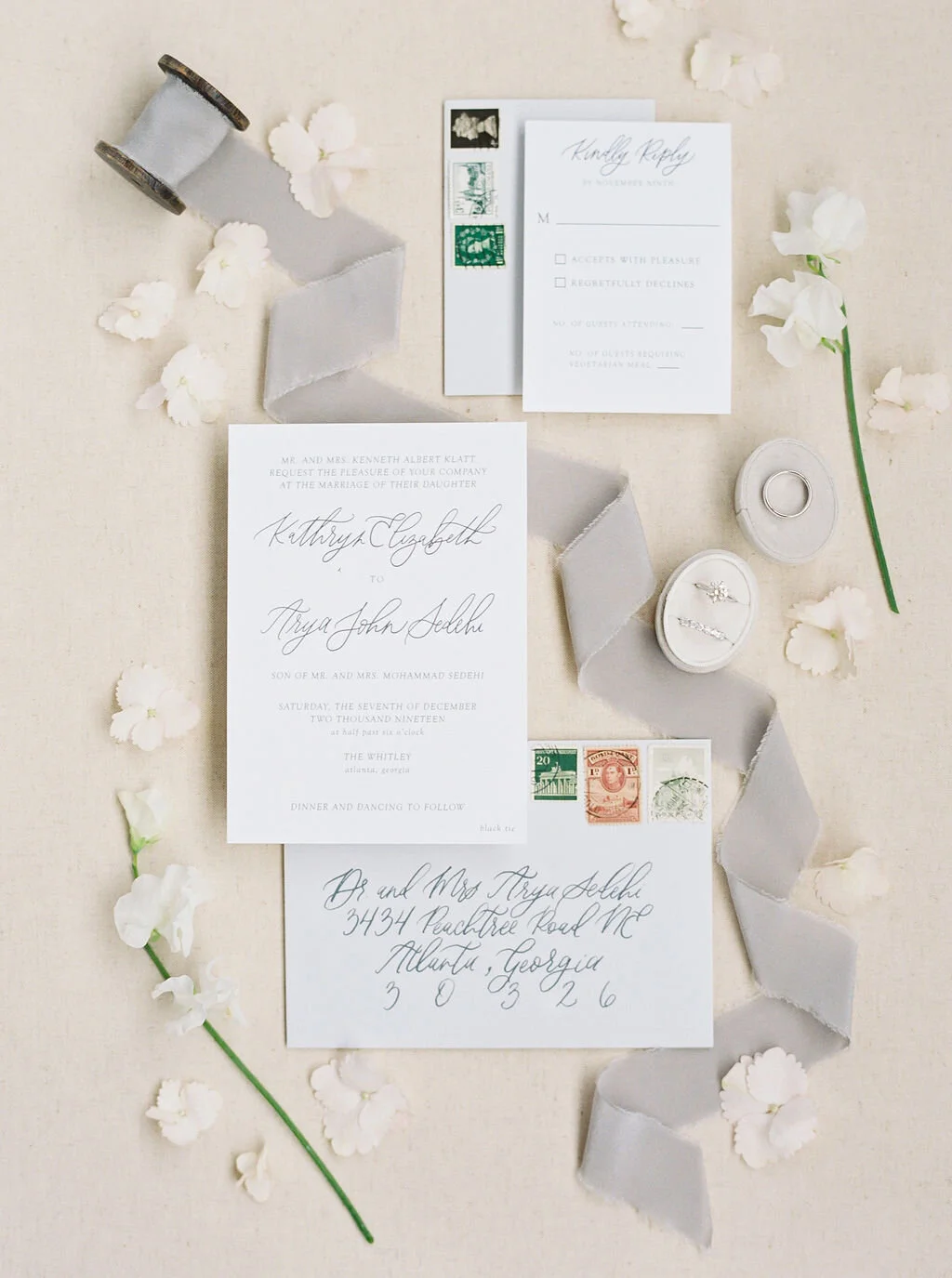 Classic Cool Grey & Charcoal Ink Invitation | Lairsey Paper Co. | Semi-Custom Wedding Invitations