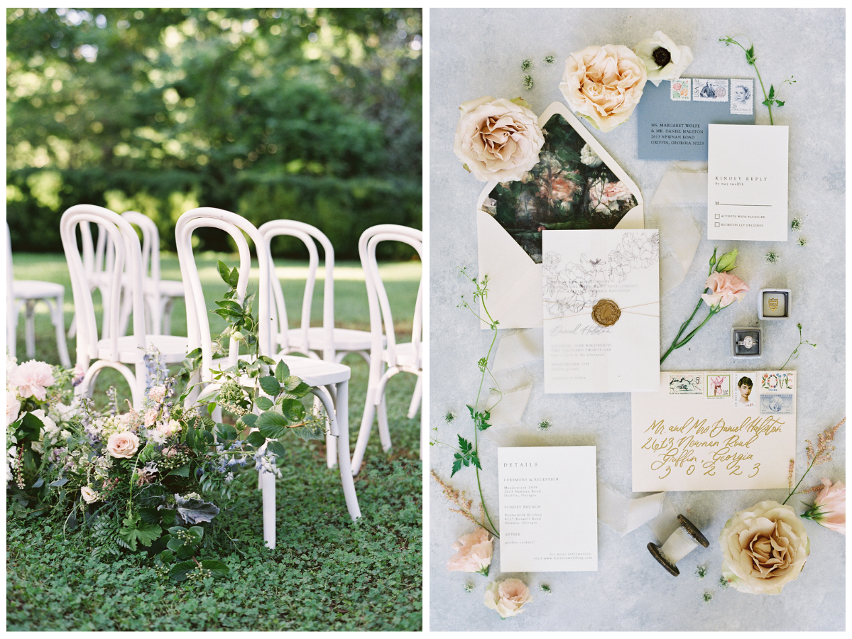 Romantic Blush Wedding Invitations with Calligraphy and Wax Seals