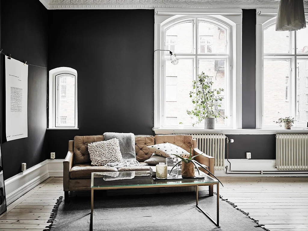 Walls: Painted in matte black shade.