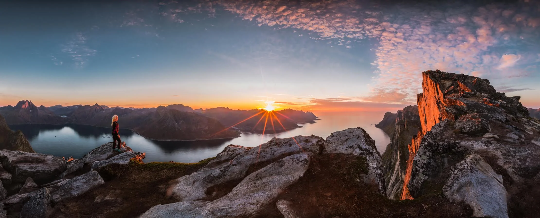 Epic view - "Panorama view from the top of Segla Mountain at Senja Island - Troms. Taken at the Autumnal Equinox this September. There are such breathtaking views from the top of Segla showing the beautiful Senja Mountains and fjords."