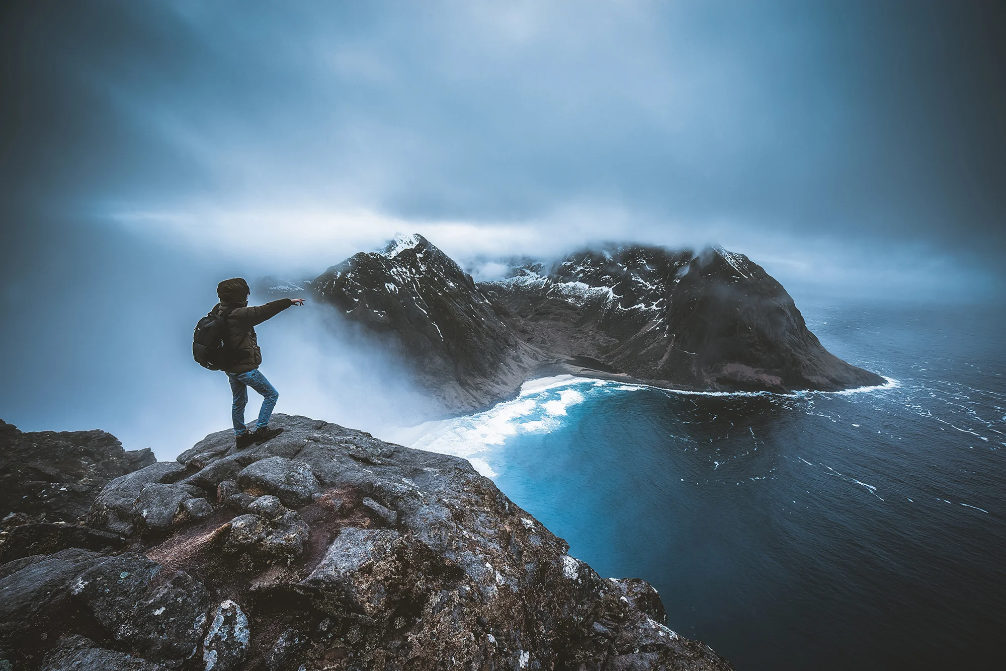 Self portrait at the summit of mountain Ryten, Lofoten, February 2017. Minutes before everything was covered in deep fog.