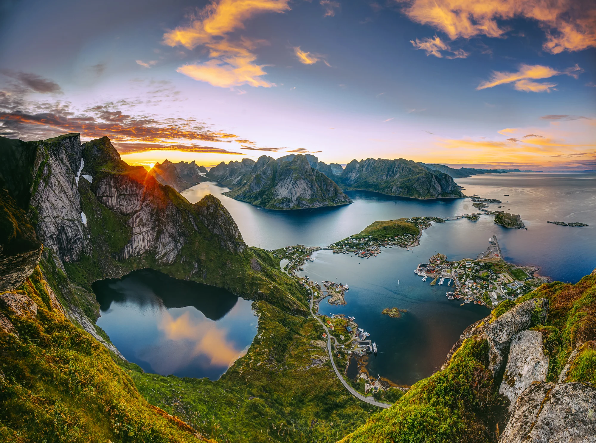 The 'billion dollar view' from Reinebringen, Lofoten, August 2016. This photo was taking during my motorcycle trip to Nordkapp, just 2 hours after my first arrival to Lofoten.