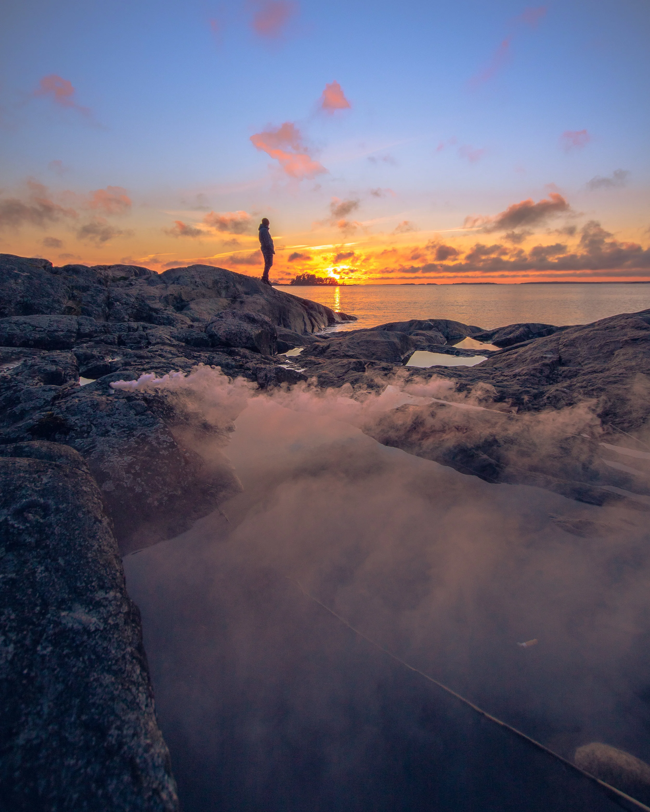 Trying some smoke at sunset, i get these ideas sometimes. Photo taken on the North side of Hangö