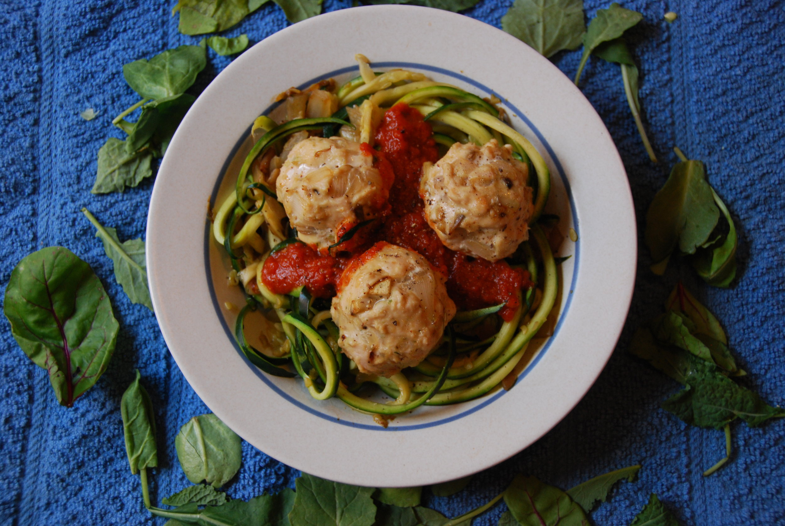 Turkey Mushroom Meatballs with Zoodles