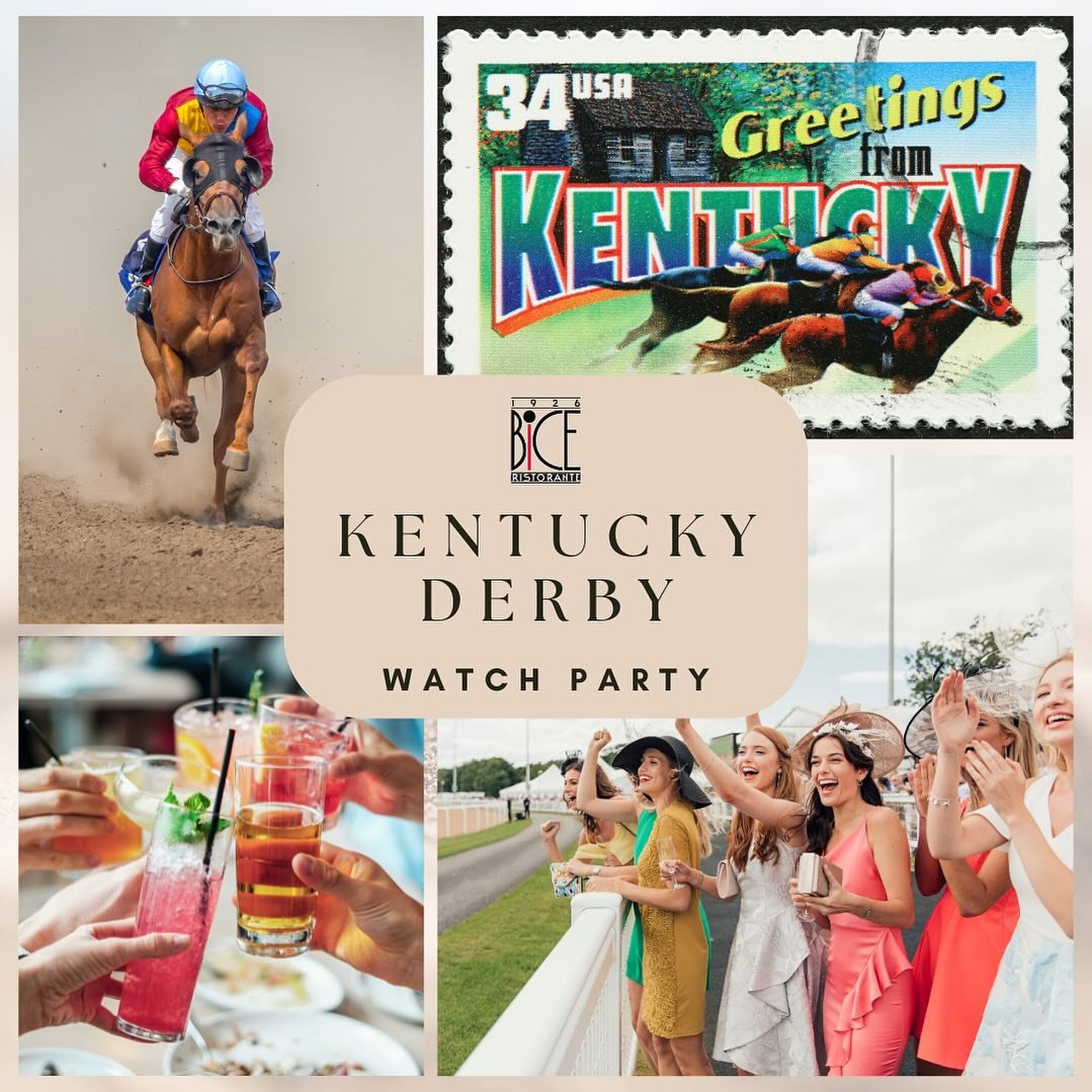 Join us today at BiCE Ristorante for a Kentucky Derby party watch! 🏇 #kentuckyderby 🥃
Our TV will be on in the bar and lounge area, ready to bring you all the excitement of the Derby. ✨🏇🏇🏇

Dress to impress and join us for some fun&mdash;you&rsq