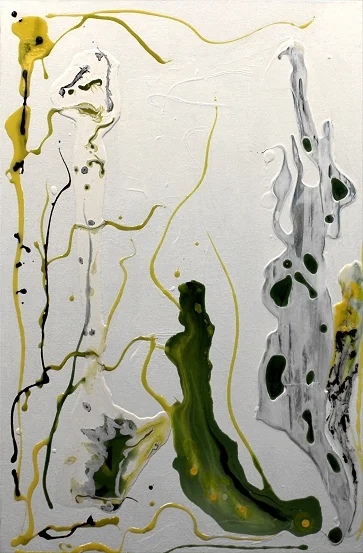 Spring Growth Acrylic, 20x30 $550 Part of a series for a group show in May on a botanical theme.