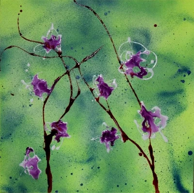 Magenta Blossoms, 16x16, $320