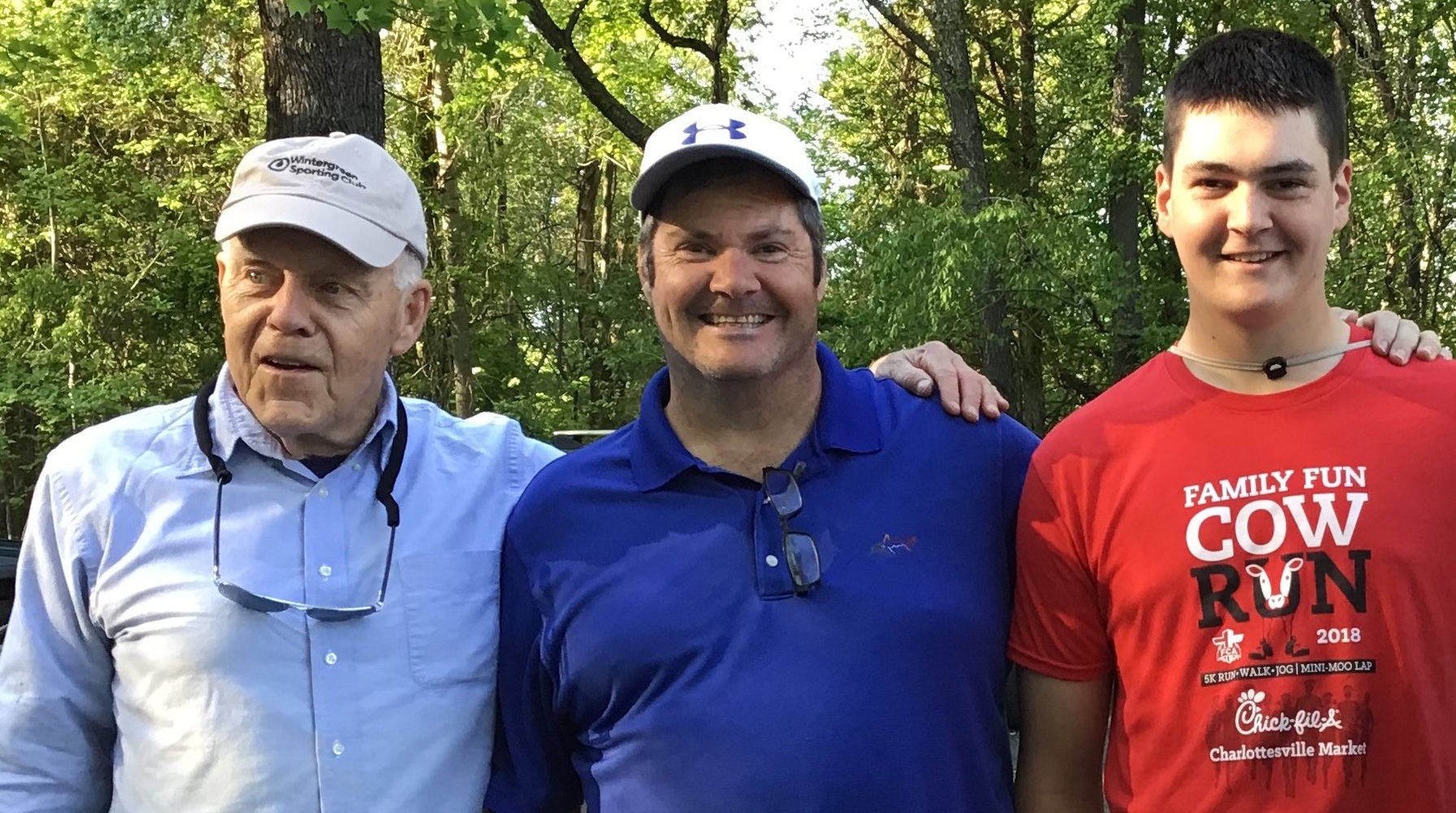 Bass tournament chief Bruce Henderson (left) with father-son team Tom and Brennan Stone