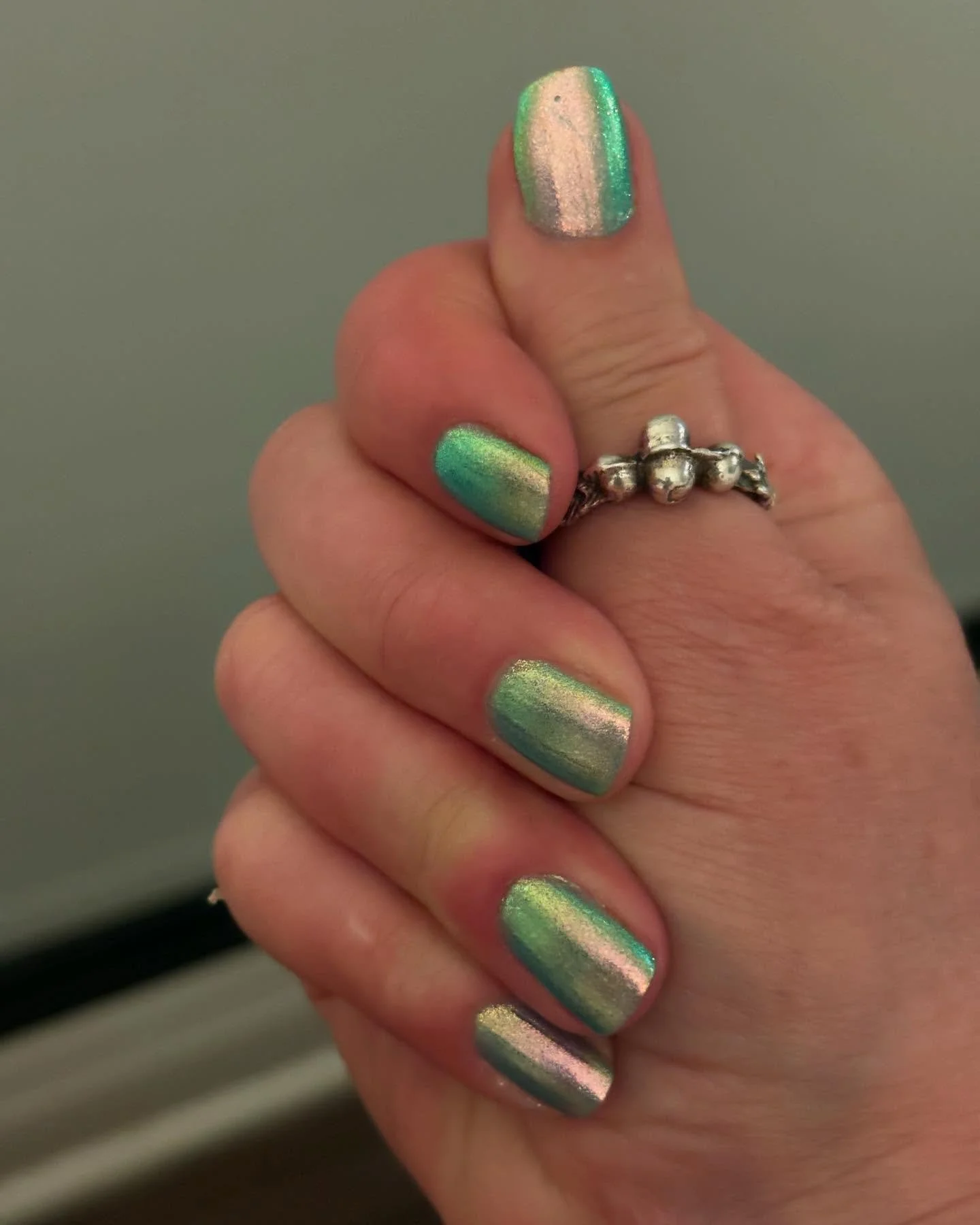 I took a break from painting on canvas to paint my nails: Mermaid Bait by @mooncat