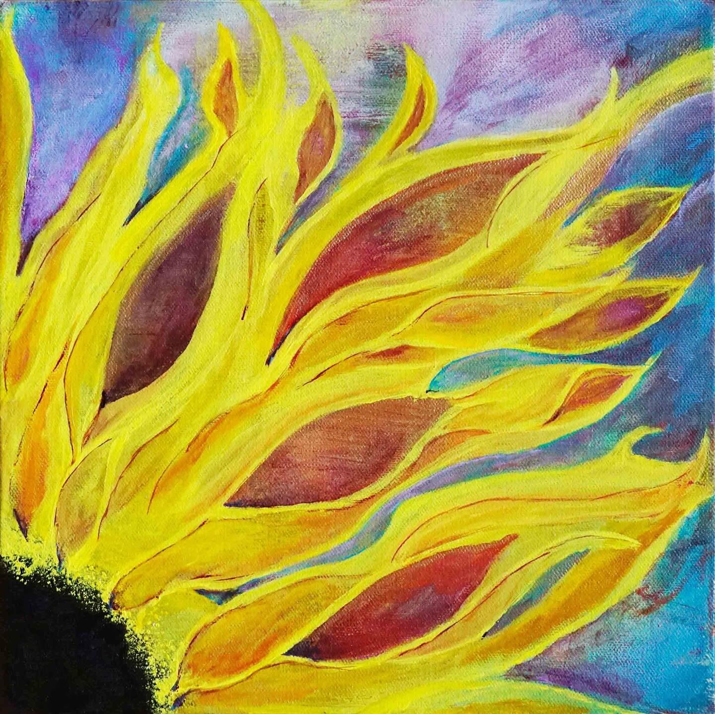 &ldquo;Sunflowers and your face fascinate me
You go into the dusty pink day&rdquo;
&mdash;from &ldquo;Long Distance Winner.&rdquo;

I painted this piece 8 years ago inspired by this song. The original sold, but prints of &ldquo;Fascination&rdquo; are