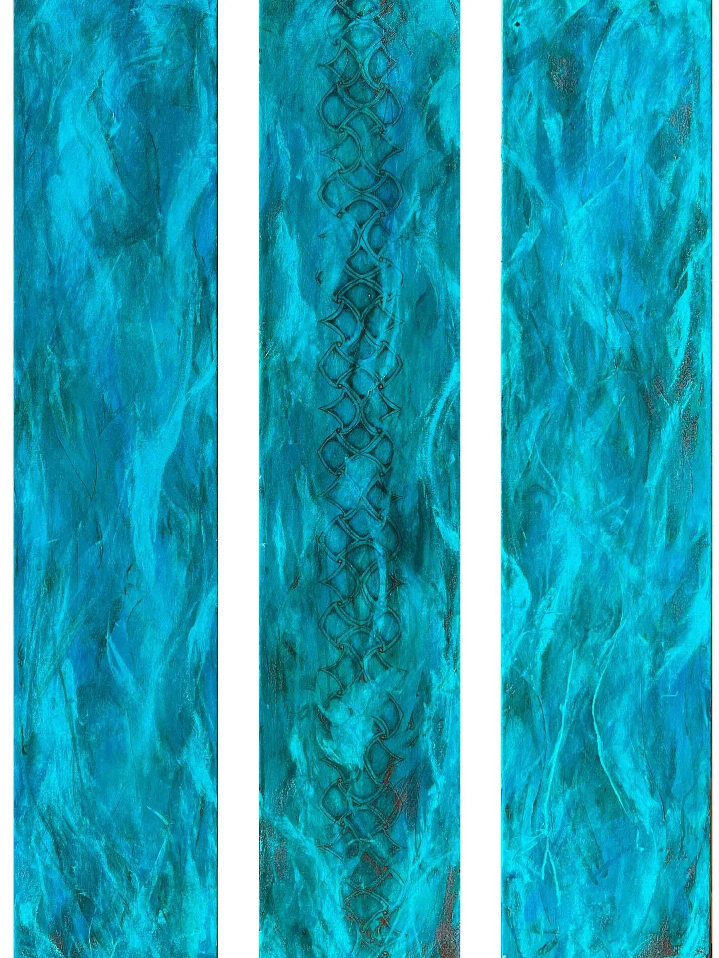 I have a recurring dream of swimming into Venice &mdash; the city rising around me, beautiful tile on the bottom. This triptych came from that.

The title is also a confession: it&rsquo;s been years since swimming was a big part of my life, but it ne