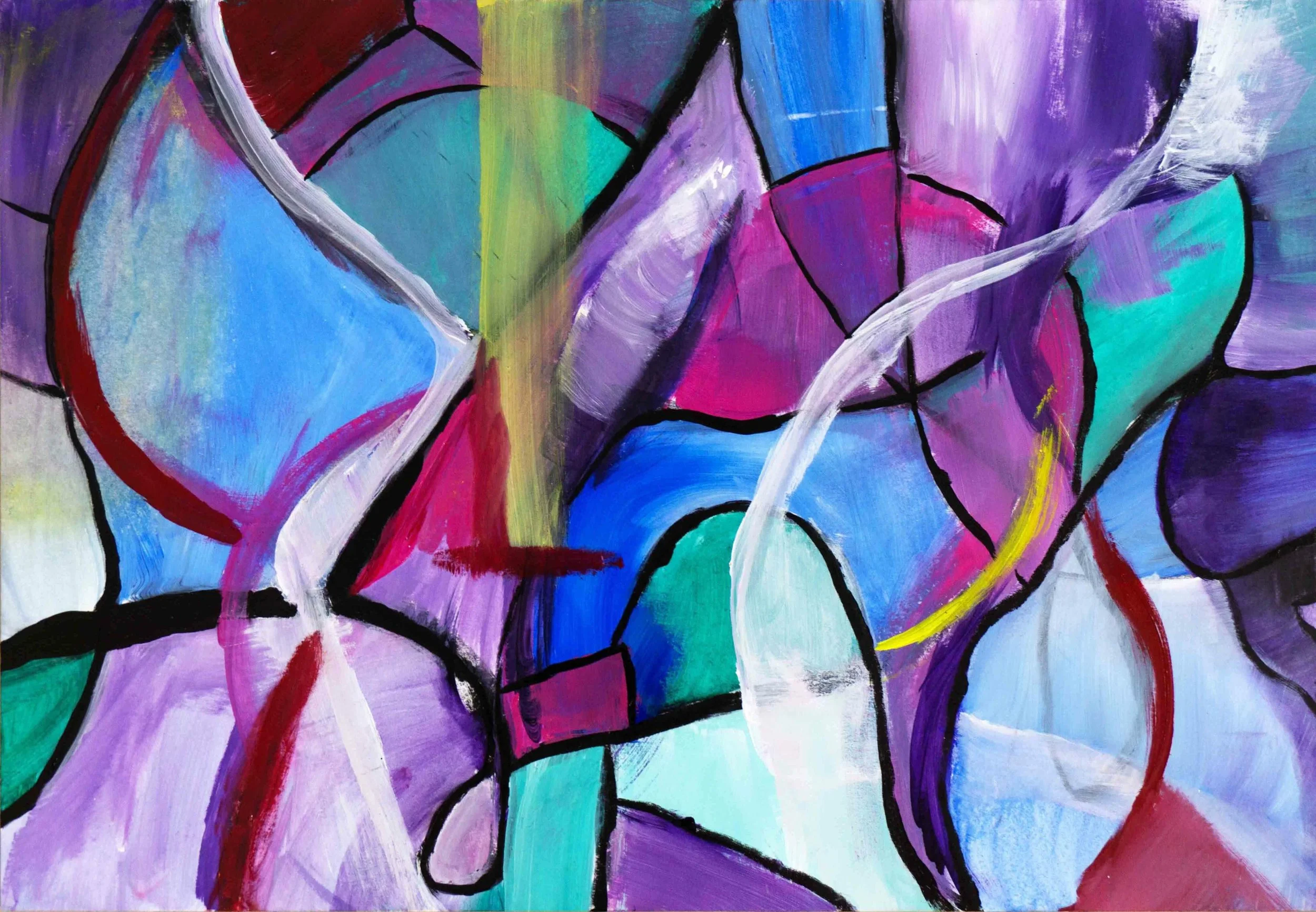 Same wandering. Different day.

Any Road II is the second in the series, same approach: alternating drawing black lines and adding color until it feels complete. No fixed destination, just like the first one. But the palette ran hot this time. Magent