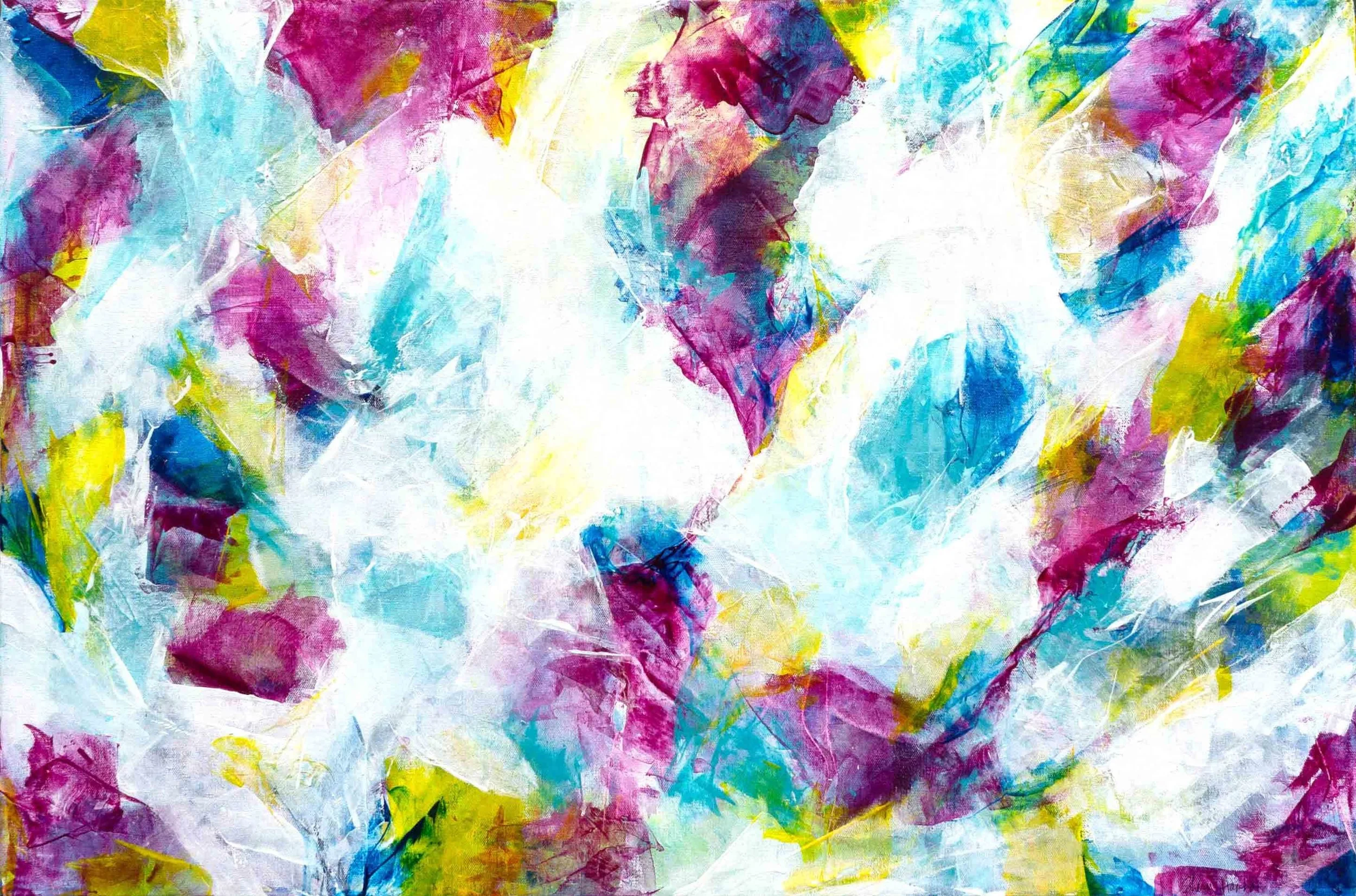 People keep asking what kind of tissue paper I used on How Thin Is Our Grasp of Reality. None. It&rsquo;s all paint, layered until it reads as translucent as torn paper, with the white ground showing through in every color. Some mornings that&rsquo;s