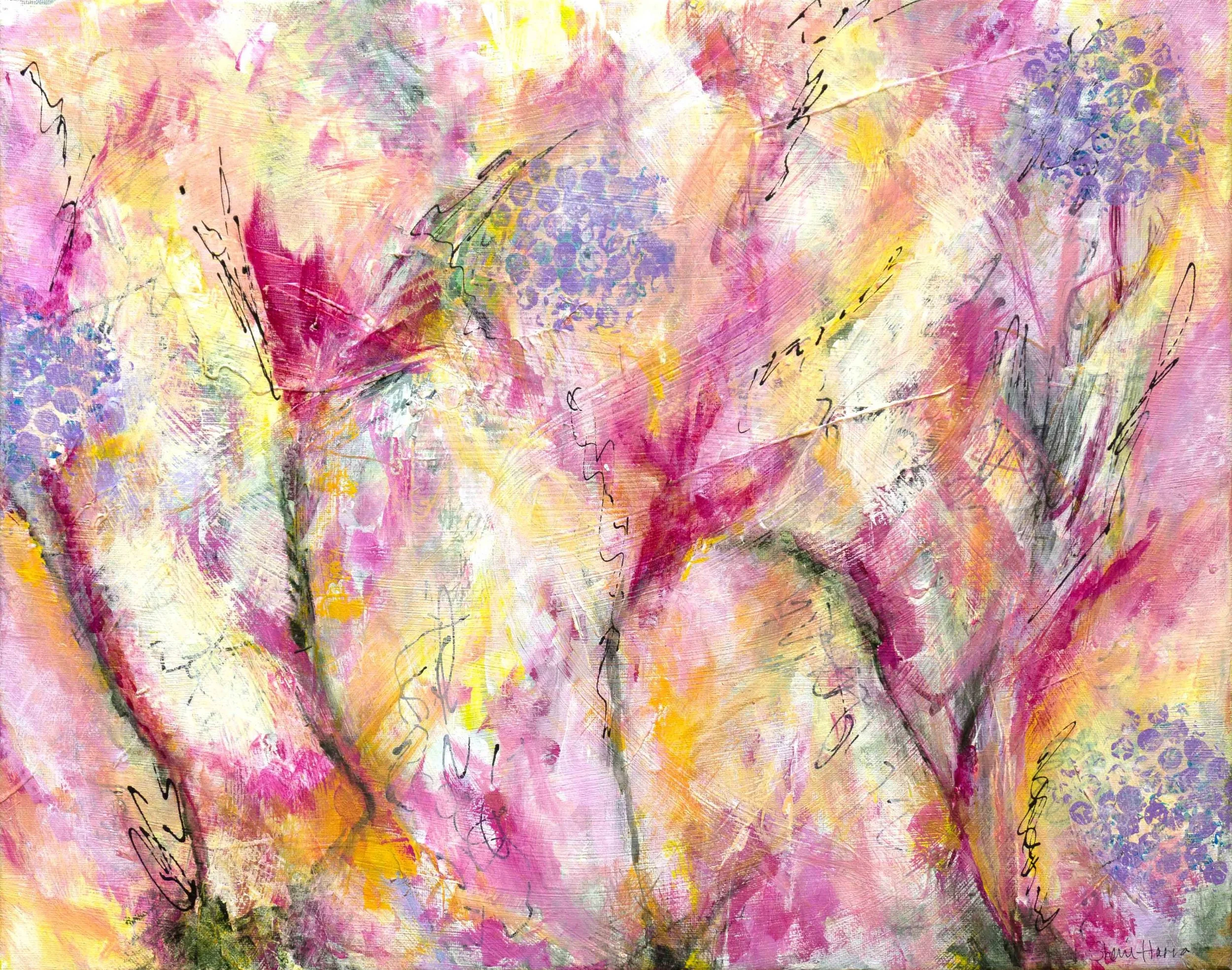 &ldquo;We Can Go Wherever You Want To Go&rdquo; is one of the more purely joyful paintings I make, all momentum and open invitation with nowhere particular to be. On this wall its warm palette reads like a second summer afternoon here on the coast, e