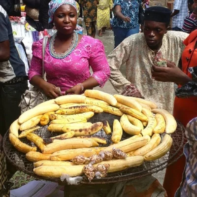 Boli seller in Nigerian market