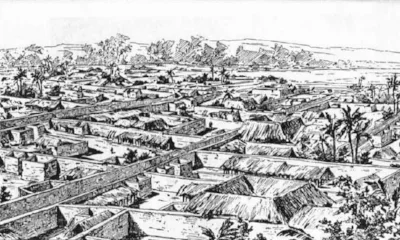 A drawing of Benin City made by a British officer in 1897. Illustration: akg-images