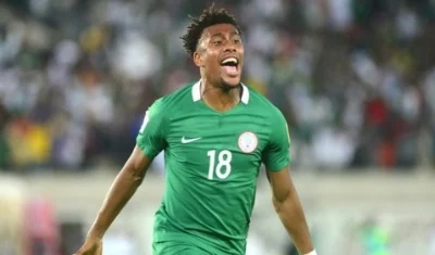 Alex Iwobi wheels away having scored the goal to send Nigeria to the World Cup 2018 (credit: Goal.com)
