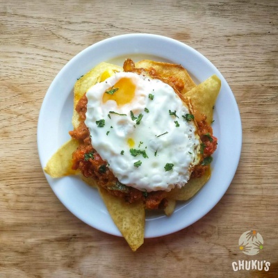 Homemade yam chips and beef stew