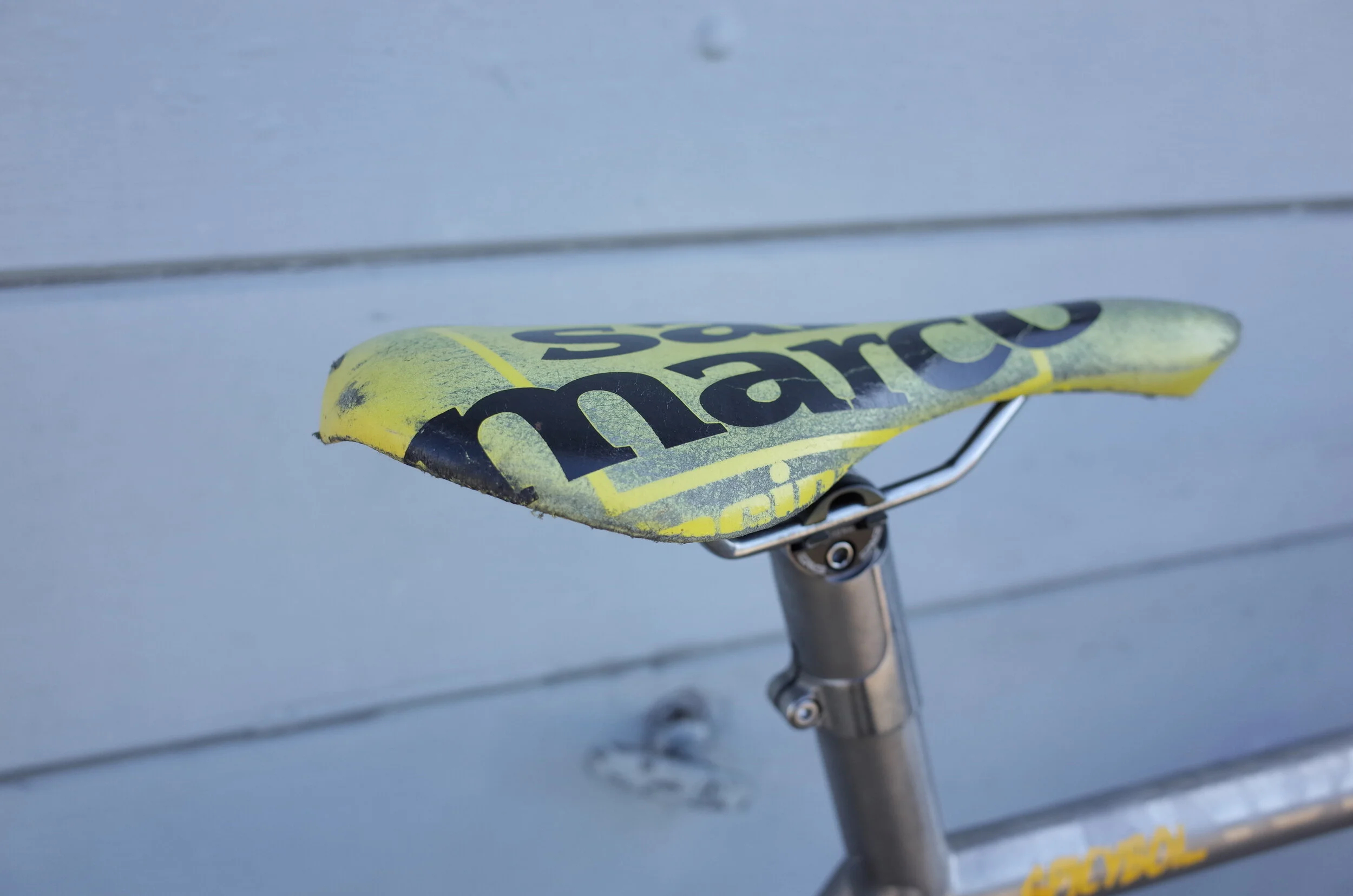  Always being a fan of fresh build I held off building this frame for a few weeks so I could source some of the sickest parts.  A few *slightly pleading emails to San Marco  snagged me this totally 90’s Zoncolan saddle. 