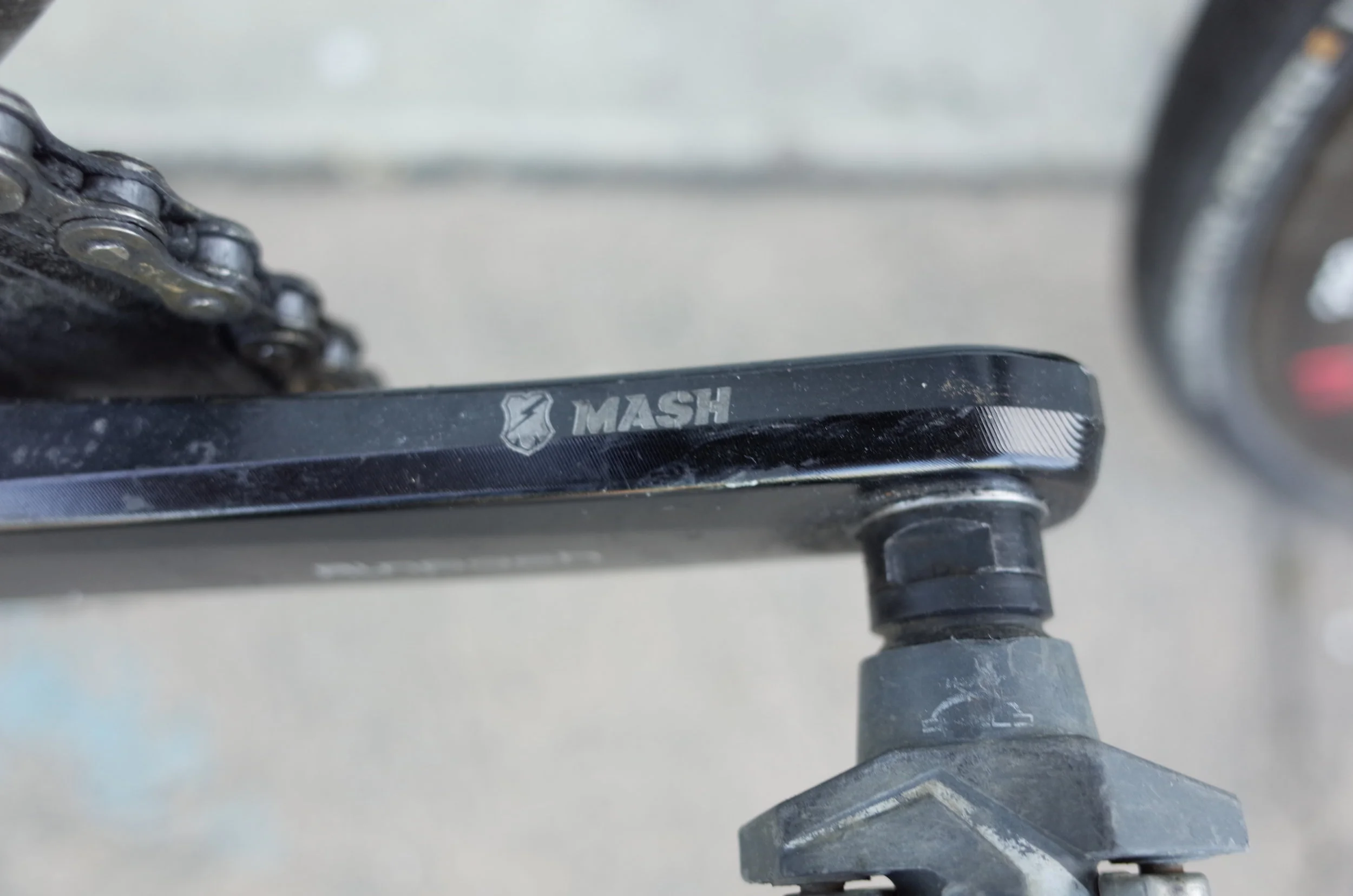  MASH briefly worked with the company Rinpoch to develop some track cranks.  While the project never really took off the team got sample pairs to test.  You had to find some crazy combination of spacers to get the cranks to fit correctly..but the lit