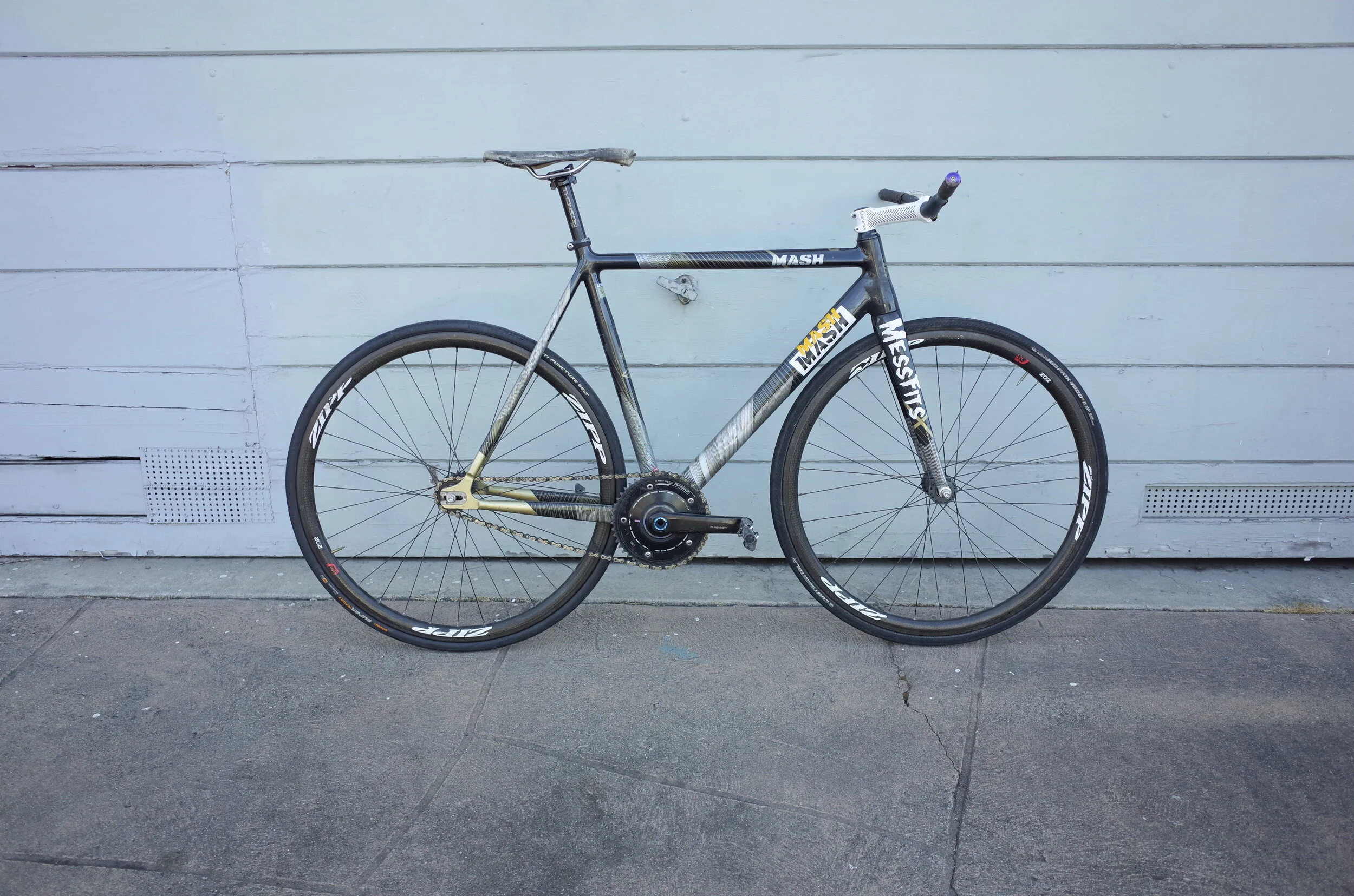  This was the last Cinelli frame that I road, and even after I left my relationship with the company I still road it all time as my beater bike.  It has not traveled as much as some bikes of mine, but it did take me to a 3rd place Monster Track win a