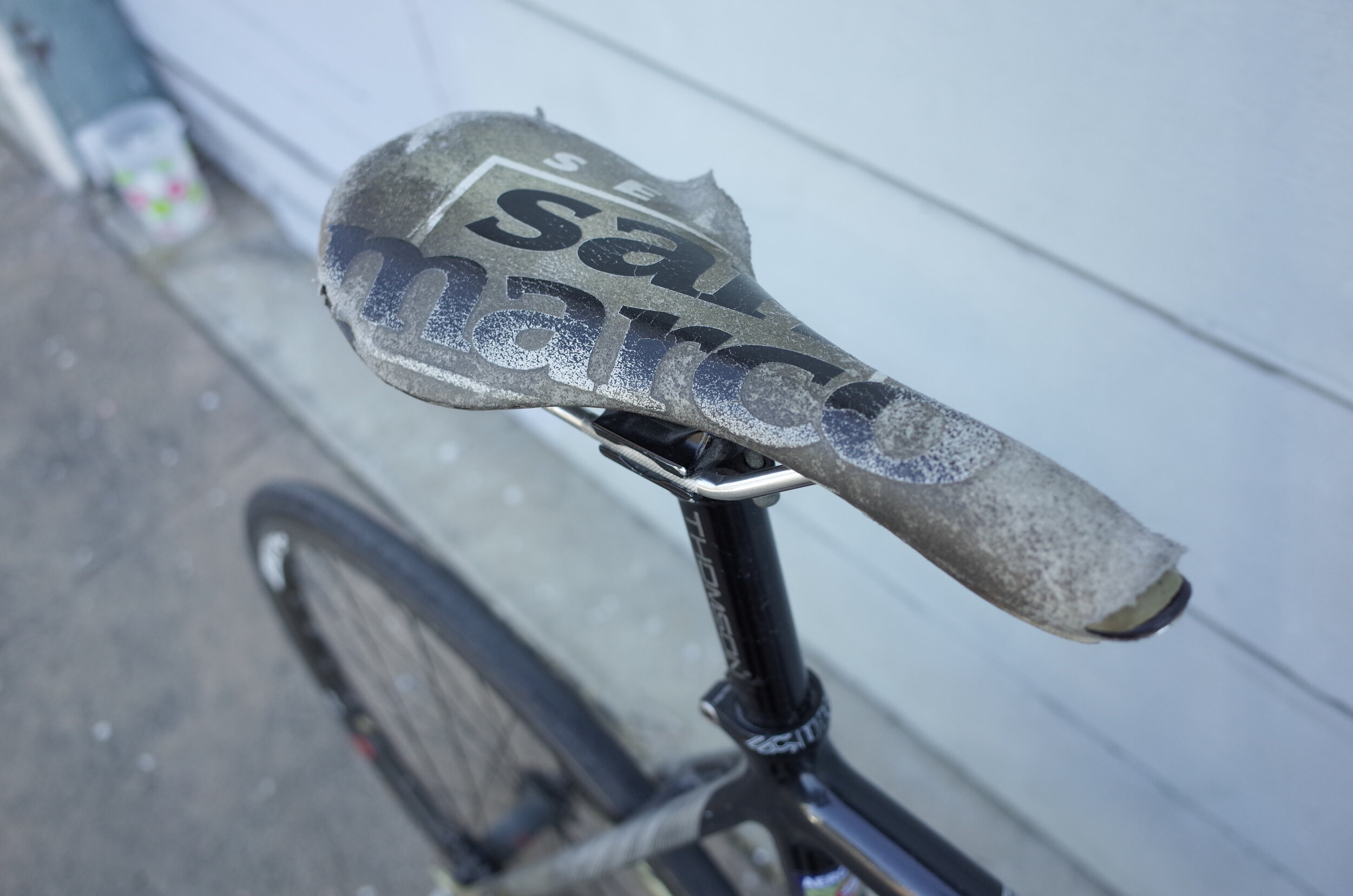  Once again another San Marco Zoncolan.. but this was the very first one.  The first saddle I ever got from San Marco as a sponsored rider.  It has been around the world countless times, on too many builds to count.  It is beat up and nasty, and to b