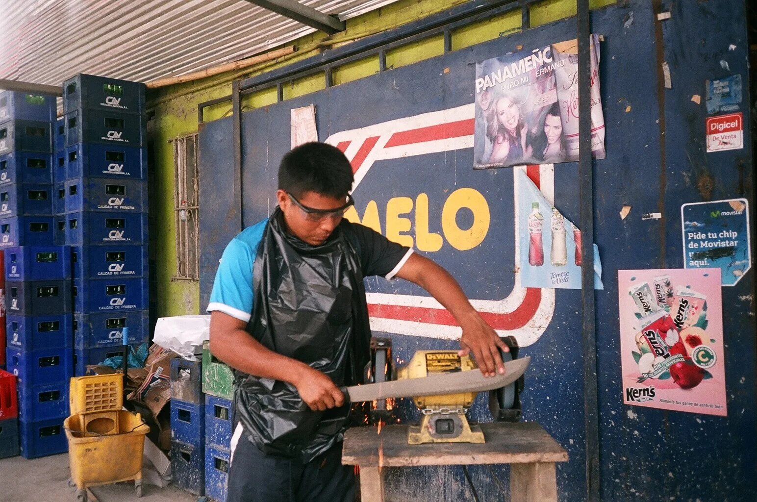  Buying machetes and getting them sharpened before we set out.  