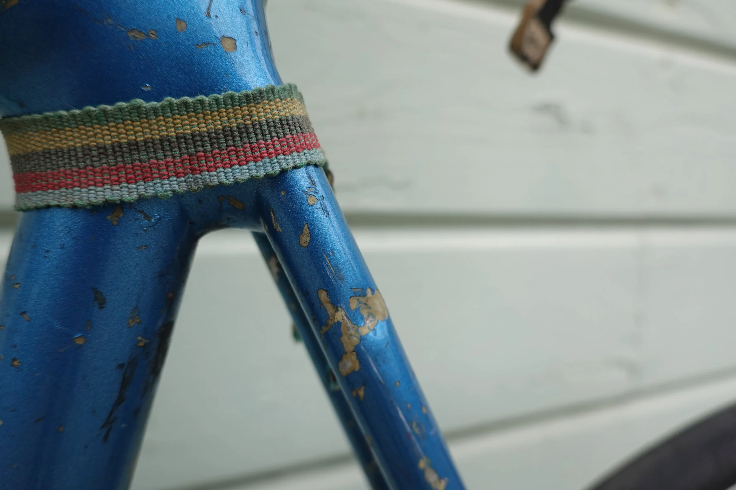  Mike Martin at MASH made this WC friendship bracelets, you got two and gave one to the homie and kept one for yourself.  Mike has the other one and this one has stayed on the. back of this bike for years.  This was the last frame I rode before I sta