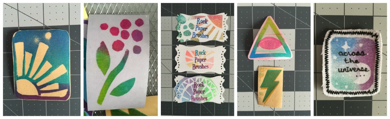  some finished products: you can see the left hand sun stamp wasn't pressed evenly while the triangle eye and lightening bolt show signs of the cardboard pressing on the paper