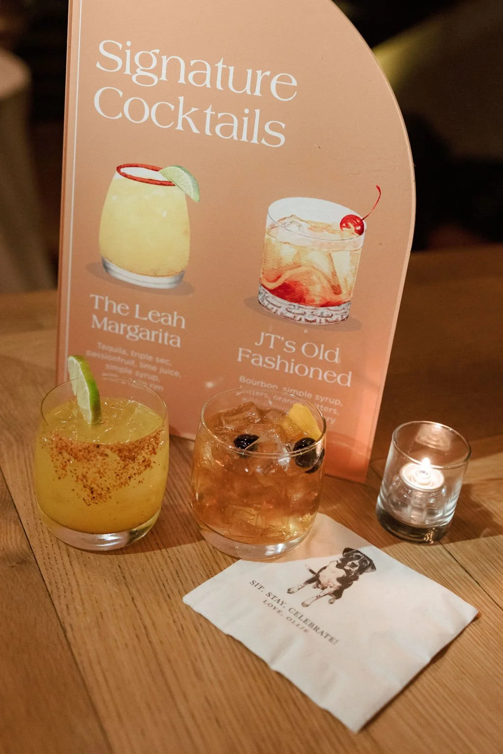 angled-arch-acrylic-signature-cocktail-sign-with-matching-drinks-and-cocktail-napkin-with-dog-wedding.jpg