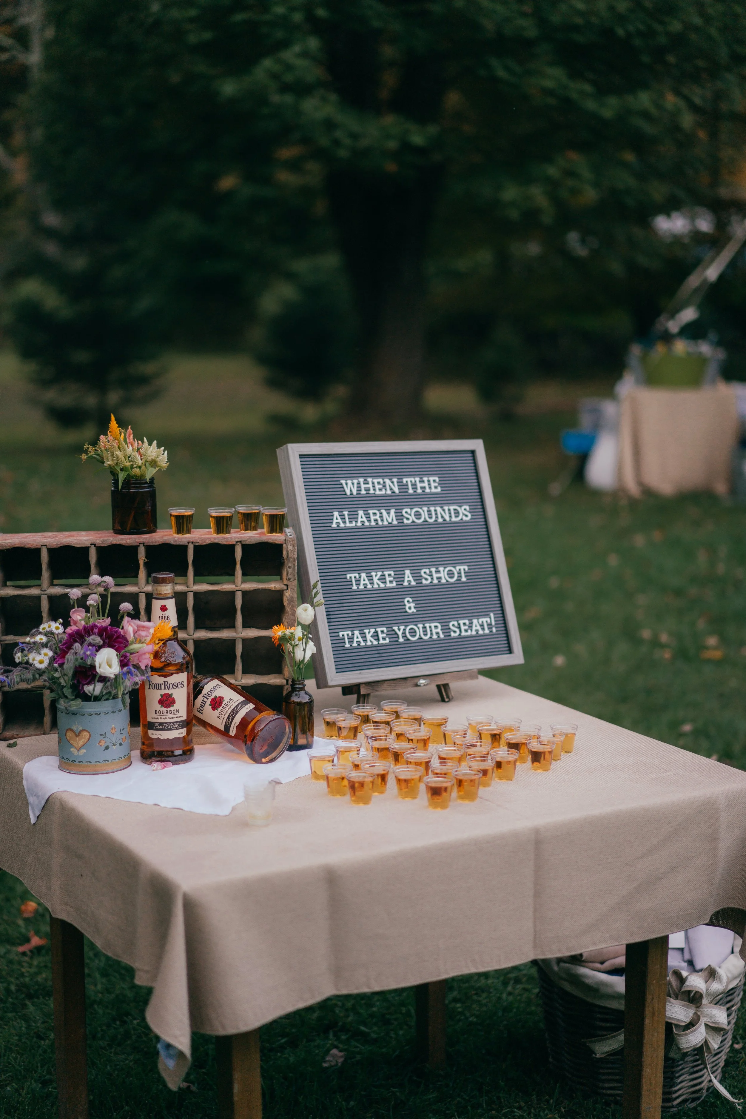 letterboard-wedding-sign-explaining-shot-station-during-town-fire-alarm.jpg
