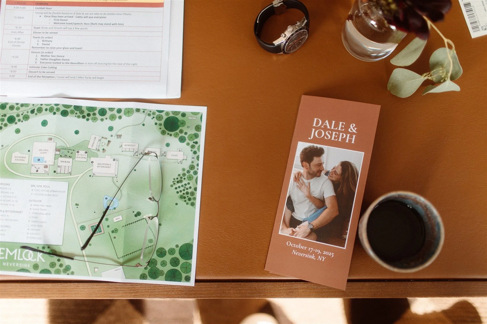 Hemlock-Neversink-Wedding-Details-Weekend-Wedding-Events-Pamphlet-With-Property-Map