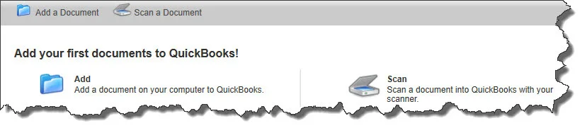 Figure 1: You'll use the tools in the QuickBooks Doc Center to work with the documents you want to have available from within the program.