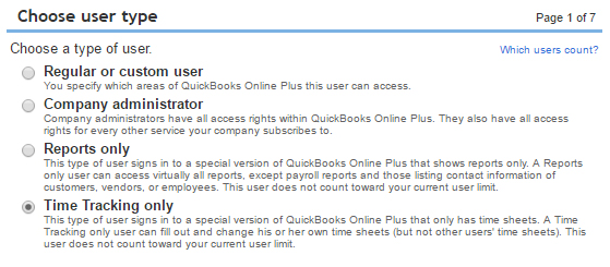 Time tracking only users in QuickBooks Online Plus