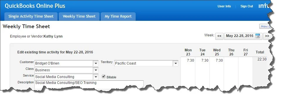 QuickBooks Online time tracking only status