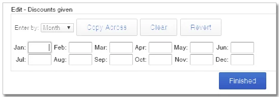 Pictured above is the area where you will do your actual data entry for your QuickBooks Online budget.