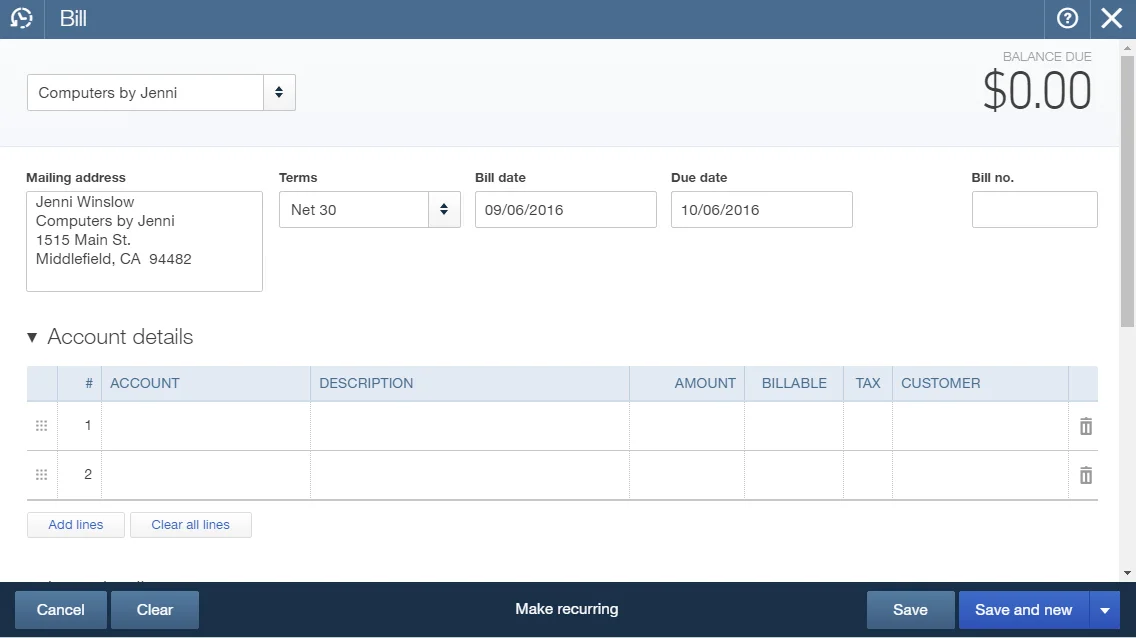 Paying bills in QuickBooks Online