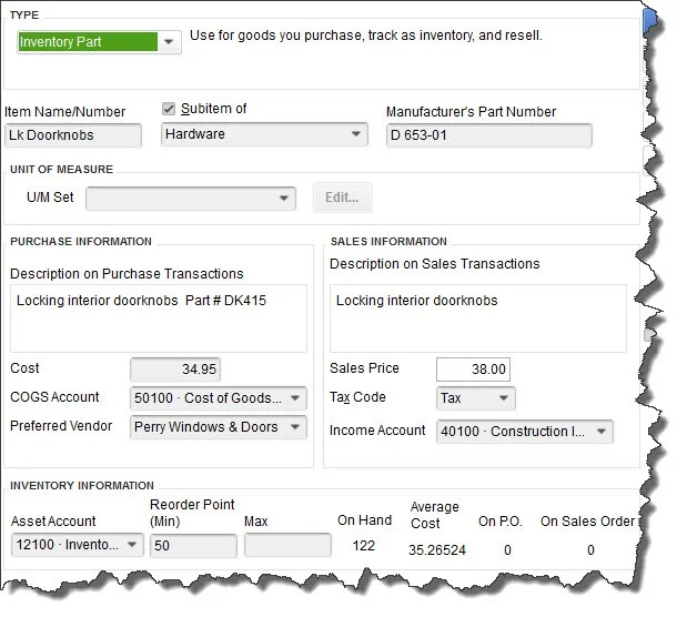 QuickBooks Inventory Tracking