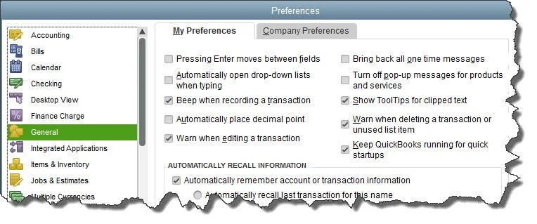 Setting QuickBooks Desktop preferences