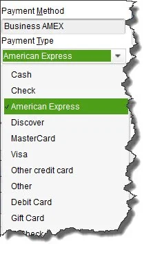 QuickBooks Desktop New Payment Method window