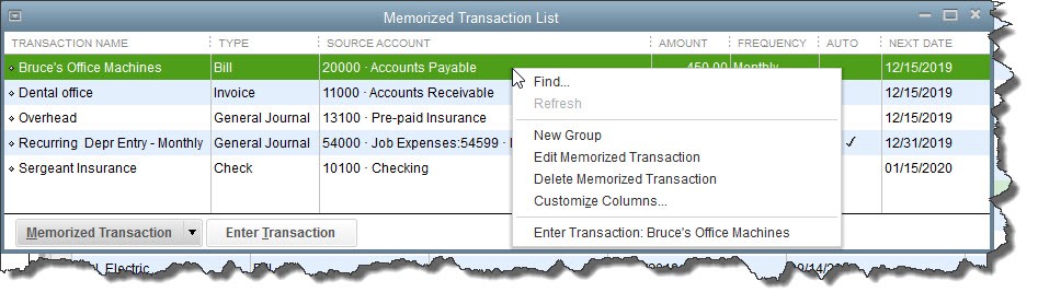 setup quickbooks memorized transaction list setup quickbooks memorized transaction list