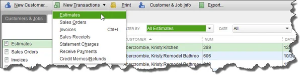 If you haven’t explored QuickBooks’ Customer Center, you should. You can do a lot of your sales work directly from there, like creating estimates.