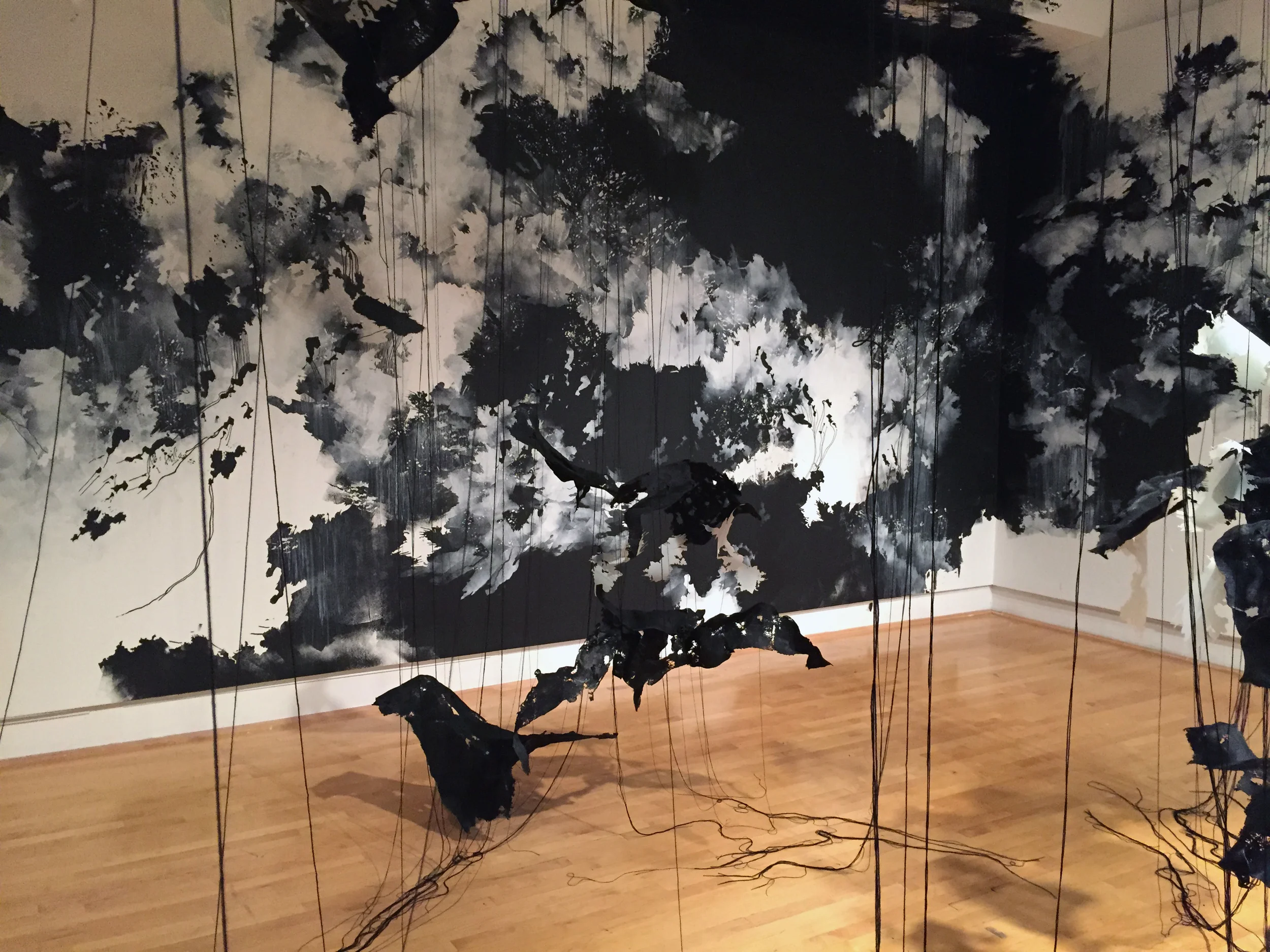 In the Liminal 2016 Paint, markers, mylar, thread, felt, monofilament Dimensions variable Installation created at the University of Maryland Art Gallery, University of Maryland, College Park, MD
